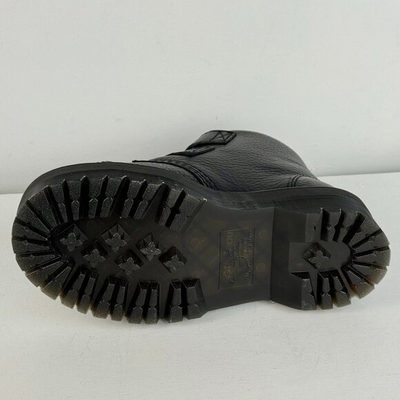 Women's 5 - Dr. Martens Devon Flower Ankle Black Milled Napa Leather Boots - Picture 7 of 8